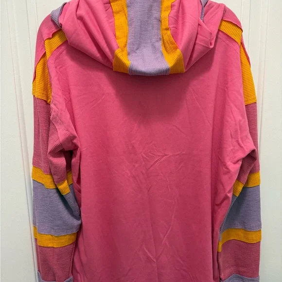 BiBi Pink Long Sleeve Top with Colorful Stripes - Picture 3 of 5